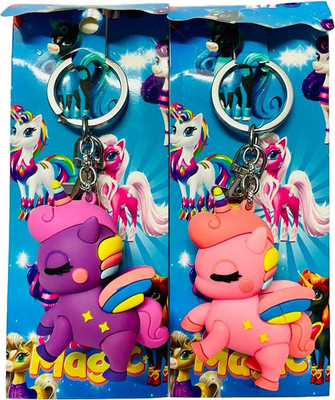 BBG NEW_Latest Design 3D Rainbow Horse Unicron keychain with hook for girls Key Chain