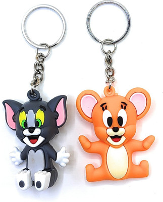 ABEL 2pc set Premium 3D Rubber Figure Tom and Jerry.Use as Charm, Car,Bike Key Chain