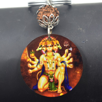 AFH Lord Panchamukhi Hanuman Religious Evil Eye Acrylic Keychain for Men and Women Key Chain