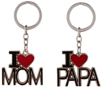ABEL I Love Mom and Papa Metal Key Rings Combo Key Chain