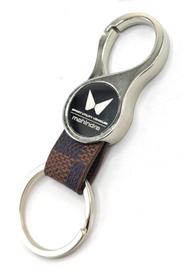 ABEL Round Shape Leather Metal Keychain for Cars Key Chain