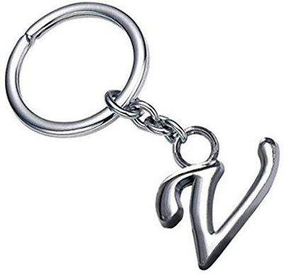 ABEL Alphabet Letter V Metal Keychain Keyring Silver V letter Key Chain