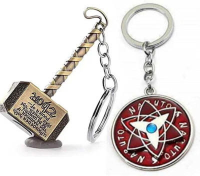 ABEL Combo Of Naruto Spinning Keychain And Thor Golden Hammer Keychain Key Chain