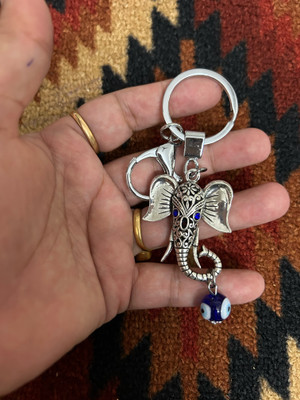 ABEL Ganesha blue evil eye silver good Luck keychain key ring Key Chain