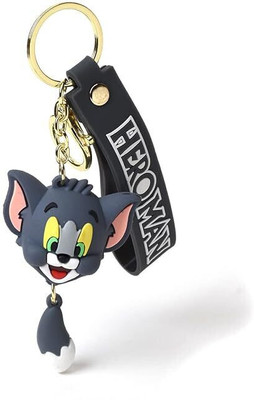 BBG NEW_Tom Cat Face & Tail best quality 3D silicon keychain with strap charm Key Chain