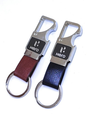 ABEL 2 pcs Set of Leather Metal Opner Keychain for Hero Bike Key Chain