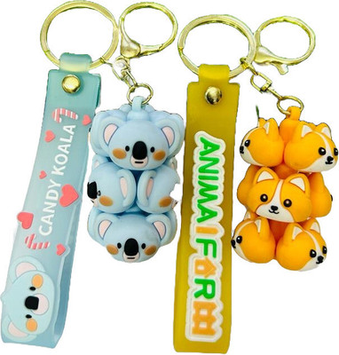 BBG NEW_Candy Coala & Fox cute pvc 3D keychain set key ring Key Chain