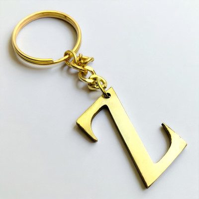 swagtreg Golden Brass Letter Z Keychain | Premium Pital Alphabet Key Ring for Gifting Key Chain