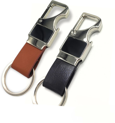 ABEL 2 pcs Set of Leather Metal Opner Plain Keychain. Key Chain