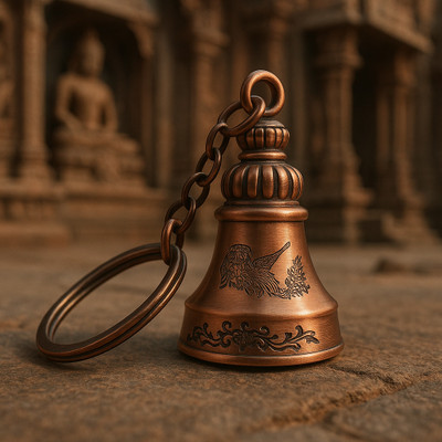 QKD Tibetan Bell Keychain Temple Bell Keychain Key Chain