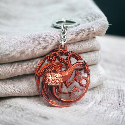 csv Game Of Thrones 3 Headed Dragon Keychain (Red)Pack-1 Key Chain