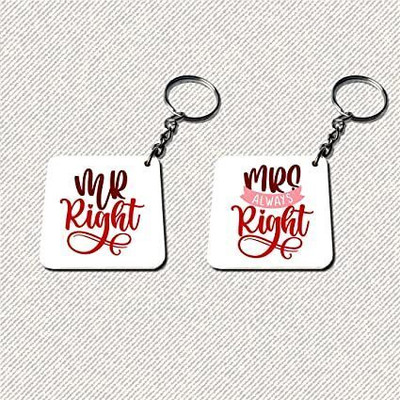 dk printing Mr.right and Mrs.always right super glossy printed woodan keychain Key Chain
