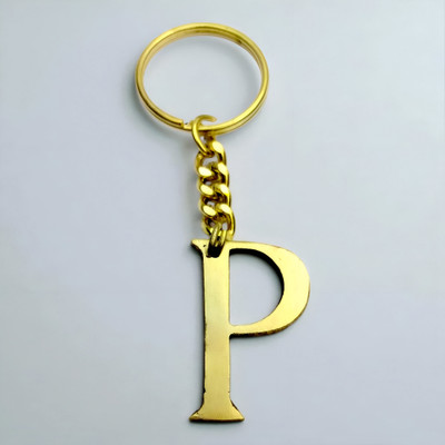 swagtreg Golden Brass Letter P Keychain | Premium Pital Alphabet Key Ring for Gifting Key Chain