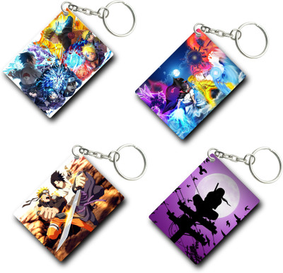 TULOSTA 4 Pcs Premium Naruto-Sasuke Anime Printed Keychain For Bike,Scooty,Car Key Chain Key Chain