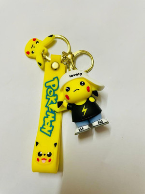 BBG NEW_Cute Pikachu Pokemon with Cap 3D keychain with strap Key Chain