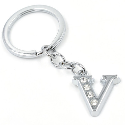 ABEL Alphabet V Metal Key Chain For Unisex with attractive Diamond Key Chain