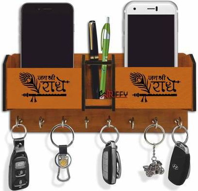 Wood Key Holder(8 Hooks, Brown)