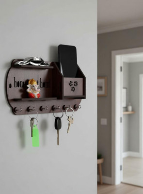 RM ART DEOCR KEY HOLDER RM-02 Wood Key Holder(7 Hooks, Brown)