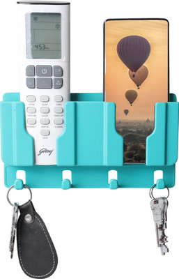 WALLVIEW TECH Wall Mount Mobile Holder with Storage for 2 Mobiles/Remote - White Mobile Holder