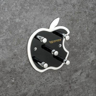 Sarvatr Acrylic Apple Shape Key Holder Acrylic Key Holder(5 Hooks, Black)