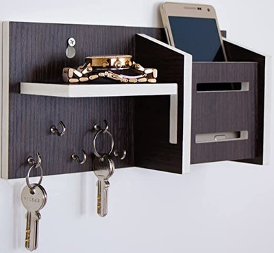 BK-47 Wood Key Holder(5 Hooks, Brown)