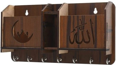 Mamta Crafts Allah 8 Hooks Wood Key Holder(8 Hooks, Brown)