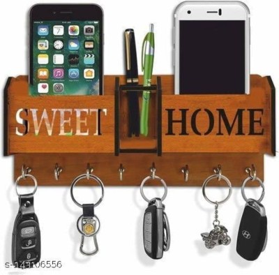 Kaynka Sweet Home High Quality MDF Key Holder For Home/office Wood Key Holder(7 Hooks, Brown)