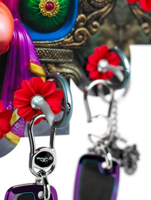 SK PARO Wood ganesh key hanger for home decor and Hanging Wood Key Holder(7 Hooks, Multicolor)