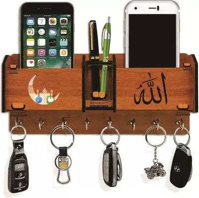 Wood Key Holder(8 Hooks, Brown)
