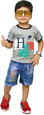 MHB FASHION Boys Party(Festive) T-shirt Pant(GRREY)