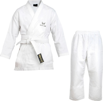 SPO Zone Karate Dress Uniform White Top Pant with Karate Belt Set Size -32 Kids Costume Wear