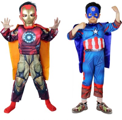 KAVITAENTERPRISE 2 Costume(Ironman + Muscle Captain America) Kids Costume Wear