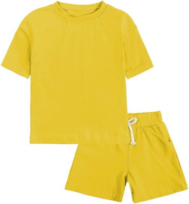 FONIC FASHION Baby Boys & Baby Girls Casual T-shirt Shorts(Yellow)