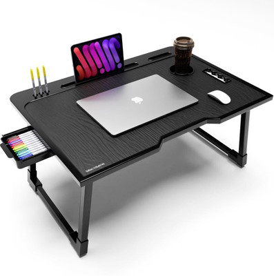 HF HARSH FASHION BLACK US BIDING Wood Portable Laptop Table(Finish Color - BLACK, Pre Assembled)