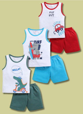 NEW TRINATH HOSIERY Baby Boys & Baby Girls Casual T-shirt Shorts(Multicolor)