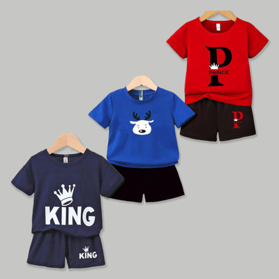 Mitansh Baby Boys & Baby Girls Casual T-shirt Shorts(Multicolor)