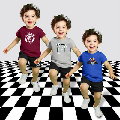 MGRS Baby Boys & Baby Girls Casual T-shirt Shorts(Multicolor-2)