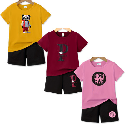 MGRS Baby Boys & Baby Girls Casual T-shirt Pant(Multicolor)