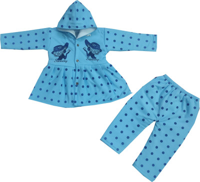 Siddhi Enterprises Baby Girls Party(Festive) Jacket Pyjama(blue)