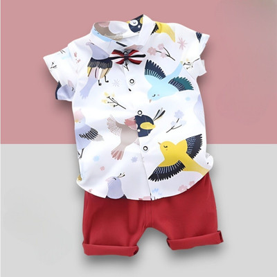 StyleDust Baby Boys & Baby Girls Casual Shirt Shorts(DOVEBIRD_RED)