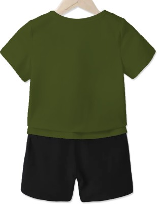 Mitansh Baby Boys & Baby Girls Casual T-shirt Shorts(OLIVE)