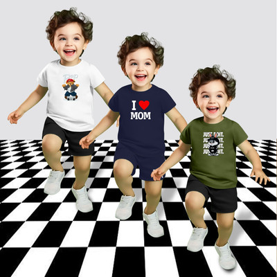 MGRS Baby Boys & Baby Girls Casual T-shirt Shorts(Multicolor-3)