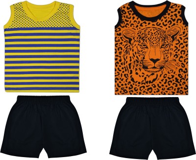 Biffy and Luffy Boys Casual T-shirt Shorts(Yellow Orange)