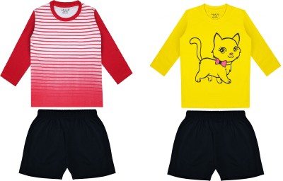 Biffy and Luffy Boys Casual T-shirt Shorts(Red Yellow)