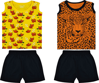 Biffy and Luffy Boys Casual T-shirt Shorts(Yellow Orange)