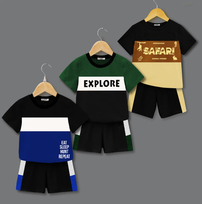 tarsier Baby Boys & Baby Girls Casual T-shirt Shorts(BLUE_GREEN_BISCUT)