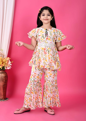 HouseOfCommon Girls Casual Top Pant(YELLOW)