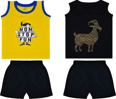 Biffy and Luffy Boys Casual T-shirt Shorts(Yellow Black)