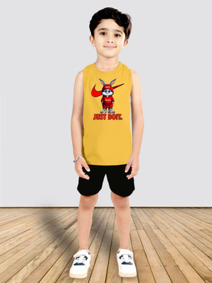 MGRS Baby Boys Casual T-shirt Shorts(Mustard-1)