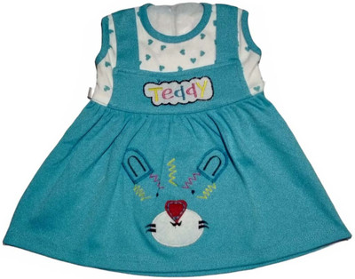 Albroow Indi Girls Midi/Knee Length Casual Dress(Blue, Sleeveless)